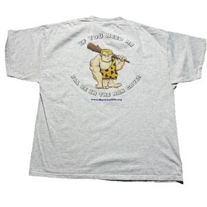 Y2K Man Cave Site Caveman Graphic T Shirt Mens XL Gray